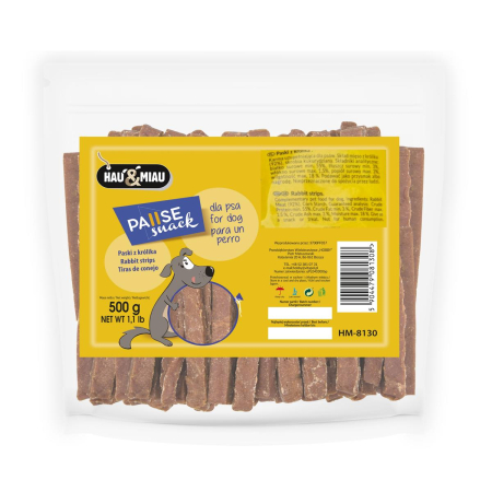 Hau&Miau przysmak miękkie PASKI z KRÓLIKA 500g.