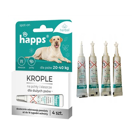 HAPPS HERBAL krople na pchły kleszcze 20-40kg 4x4m-14044